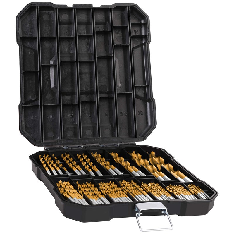 Hurricane 99 Pieces Titanium Twist Drill Bit Set, 135Â° Tip High Speed Steel, Size from 1/16" up to 3/8", Ideal Drilling in Wood/Cast Iron/Aluminum Alloy/Plastic/Fiberglass, with Hard Storage by HURRICANE - Image 1